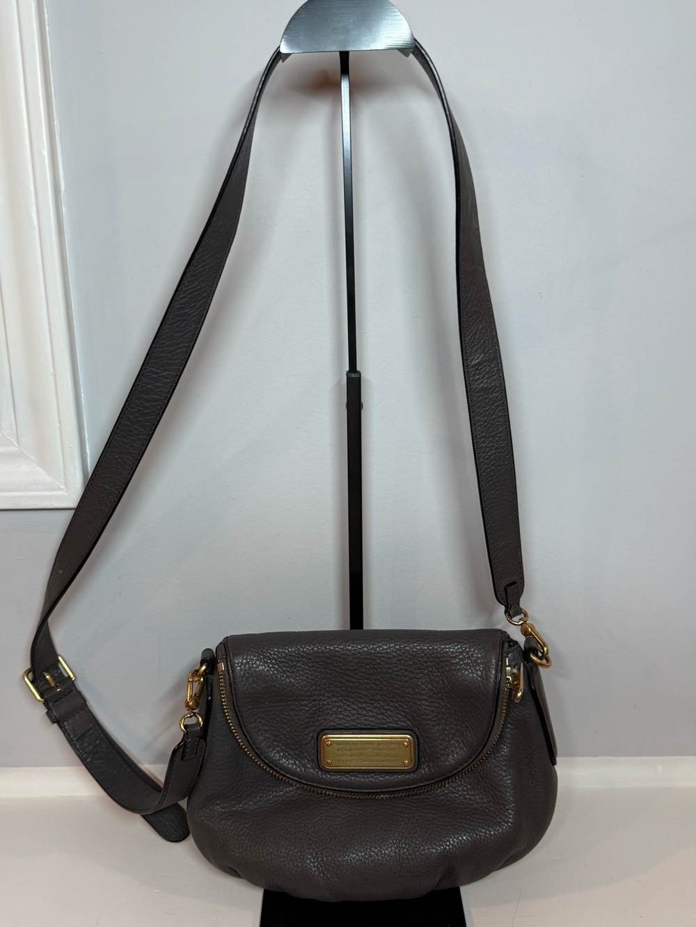 Marc Jacobs pebbled leather Natasha crossbody vintage bag grey